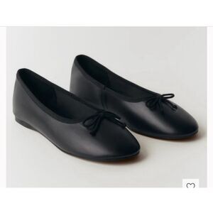 MNG BY MANGO $130 Leather ballet flats with bow women's EUR 41 US10-10.5 NEW